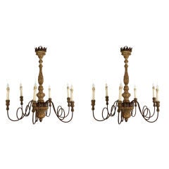 Charming Pair Of Italian 18th Style Six Arm Chandeliers 5