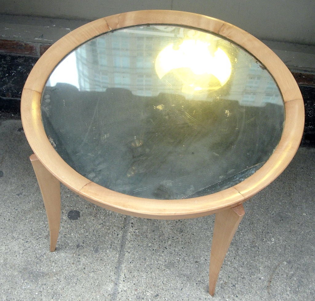 French Very Chic Maple And Mirror Side Table With Ruhlman Influence,
