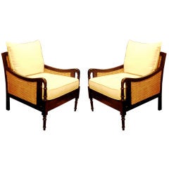 Pair of British Colonial Style Club Chairs