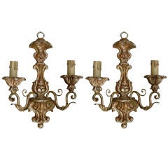 Pair of Italian Giltwood Two-Arm Sconces 9