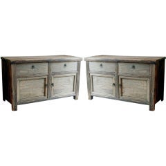 Handsome Pair Of Rustic Reclaimed Wood Cabinets