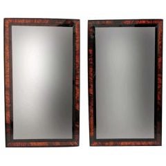 Pair Of Faux Tortoise-shell Mirrors.