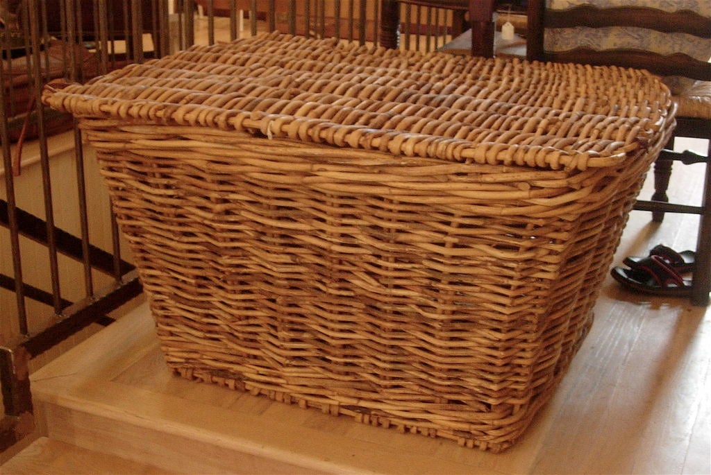 19th century monumental English harvest basket, great at the foot of a bed or amazing coffee table.