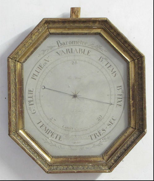 EARLY19TH CENTURY FRENCH GESSO AND GILTWOOD BAROMETER. Face of barometer is signed 