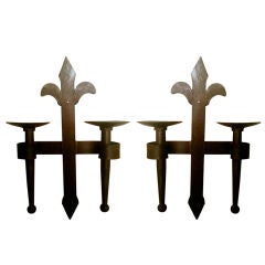 One Pair Of Hand Forged Iron Two Arm Gothic Sconces