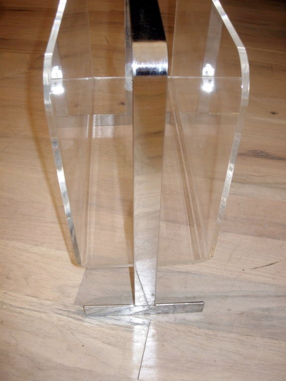 Lucite And Chrome Magazine Holder