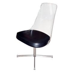 Lucite And Leather Mid Century Chair
