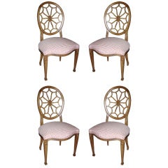 Set Of Four Charming Wheel Back Side Chairs