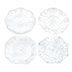 Vintage Set Of Four Large Italian White Porcelain Platters