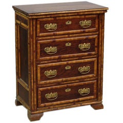 English 19th Century Oak And Bamboo Four Drawer Chest