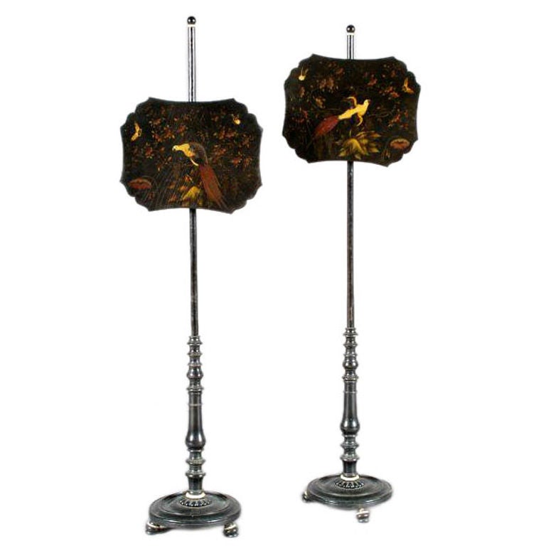 One Pair of Lacquered Pole Fire Screens