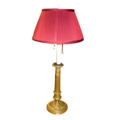 Charming Empire Style Bouillotte Lamp With Silk Shade,