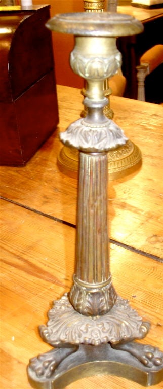 19th Century French Bronze Candle Stick Would Be Charming As A Small Accent Lamp