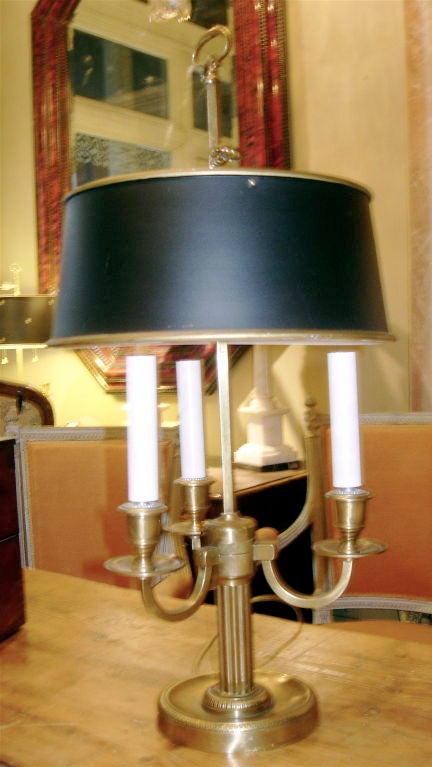 Empire Style Bouillotte Lamp With Tole Shade