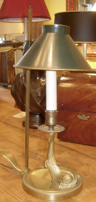 Charming Empire Style Bouillotte Lamp With Tole Shade, Electrified