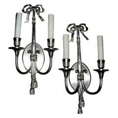 One Pair Of Louis Xv Style Two Arm Wall Sconces With Silver Fini 5