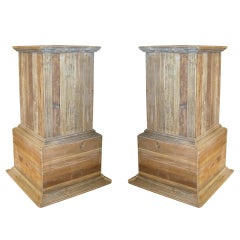 One Pair Of Reclaimed Wood Pedestals With Nice Old Patina 4