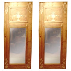 One Pair Of Pine Mirrors With Applied Decoration