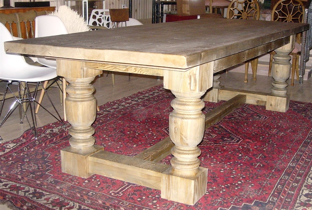 STATELY MONUMENTAL HARVEST TABLE WITH 2