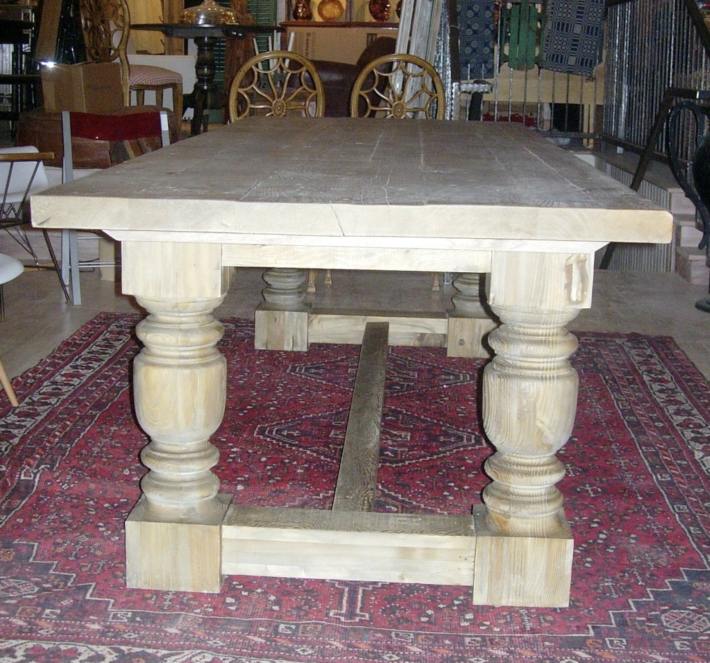 20th Century Monumental Harvest Table With Plank Top.