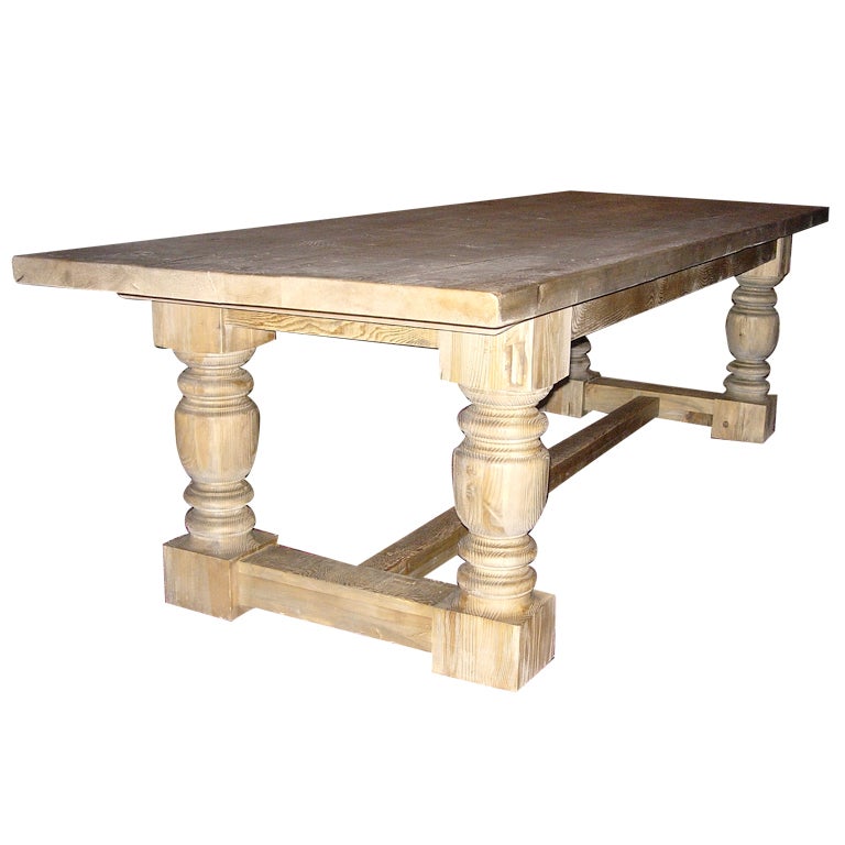 Monumental Harvest Table With Plank Top.