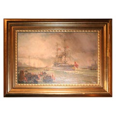 Oil on Canvas, Wilhem Karl Arnesen British Battle Ships