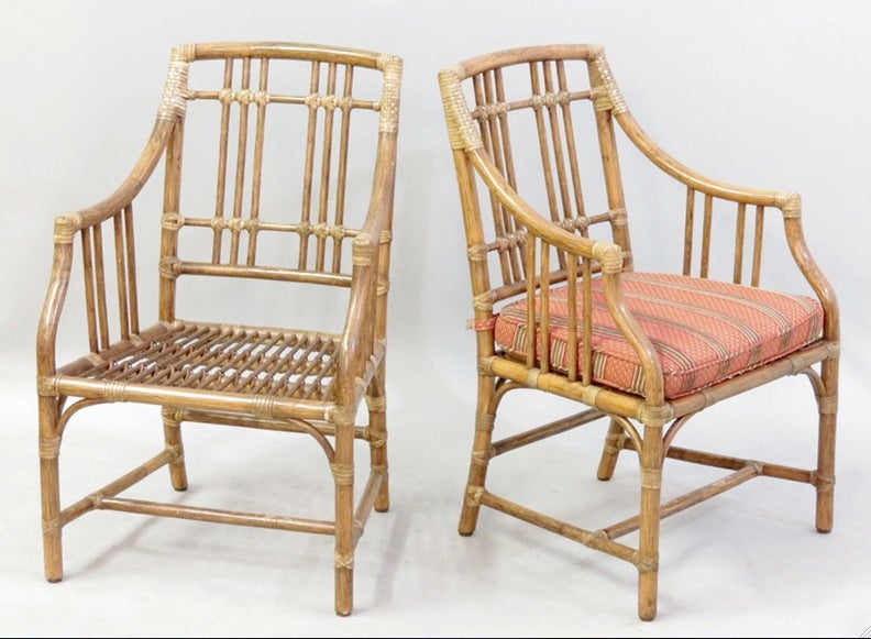 Set Of 12 Mcguire Arm Chairs