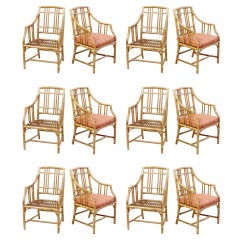 Set Of 12 Mcguire Arm Chairs
