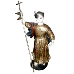 19th Century Carved Wood Santos with Gilt Decoration 9