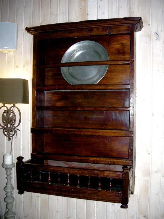 19th Century Welsh Oak Hanging Plate Rack, Great Old Patina