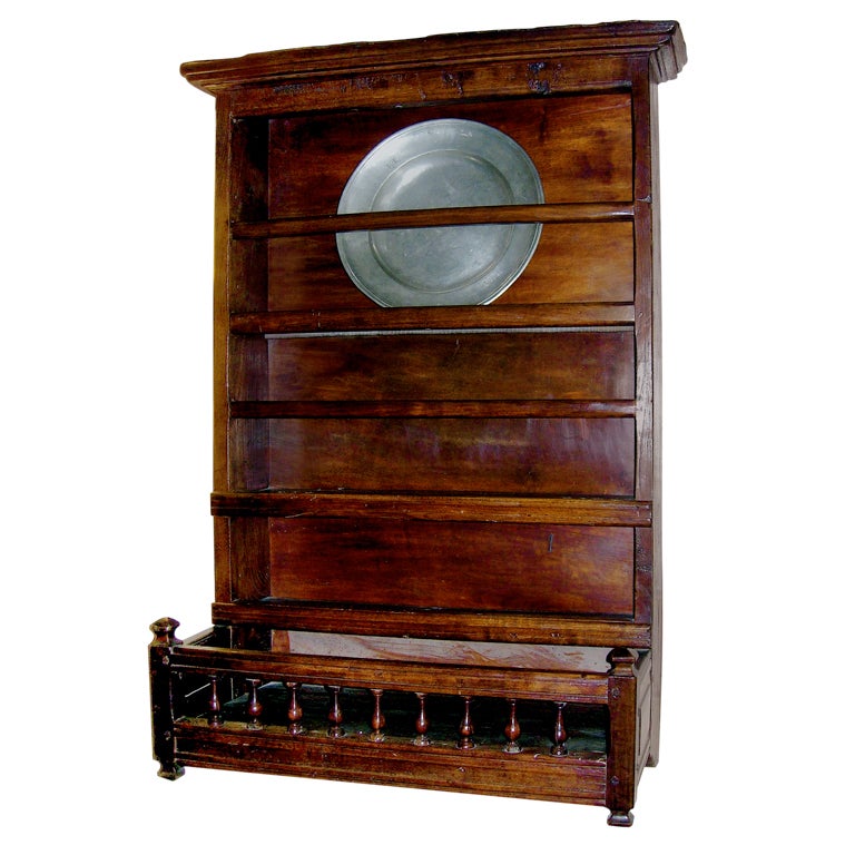 19th Century Welsh Oak Hanging Plate Rack with Great Old Patina