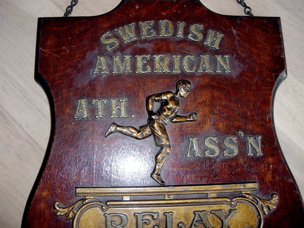 American Early 20th Century Relay Trophy Plaque For Sale