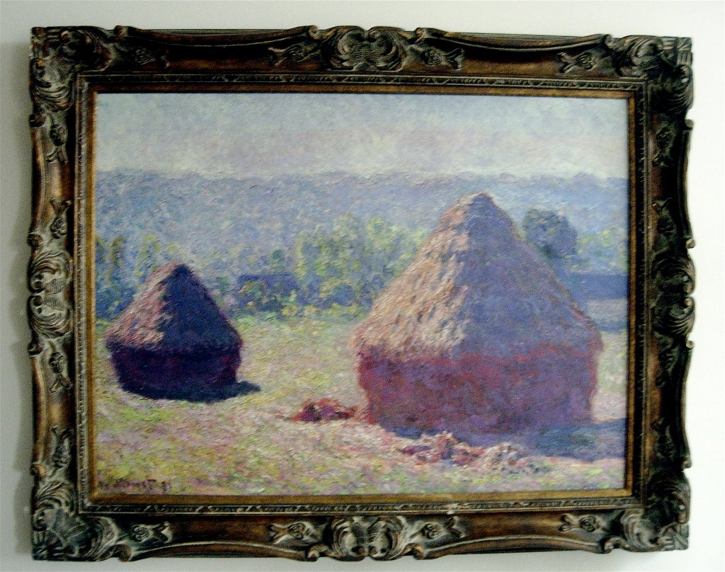 Sehr große Giclee Druck auf Leinwand eines Monet in Goldholz Rahmen.