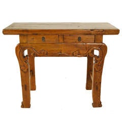 19th Century Chinese Petite Two Drawer Carved Altar 12