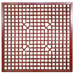 Early 20th Century Chinese Red Lattice Panel