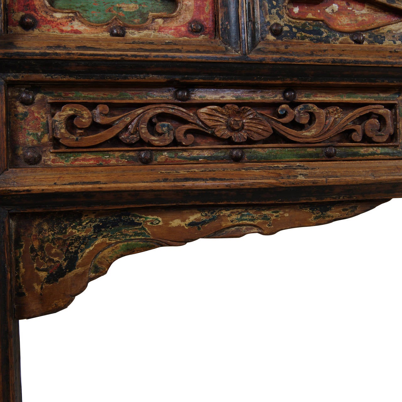 Elm Early 19th Century Painted Altar Coffer