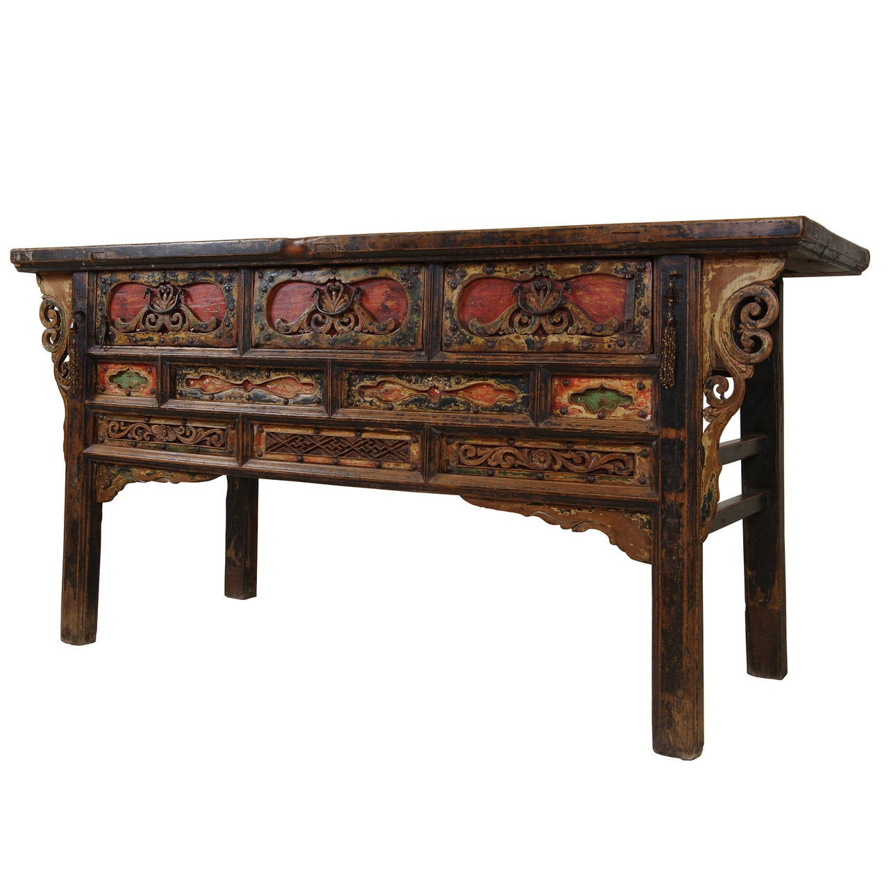 Qing Early 19th Century Painted Altar Coffer