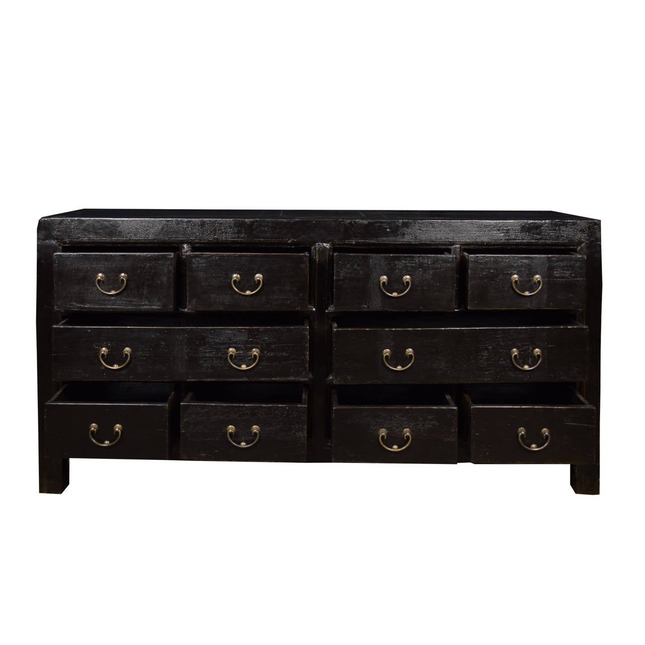 A ten drawer chest made of Chinese Northern Elmwood from Shanxi Province, China with brass hardware.

Pagoda Red Collection # DVEE015