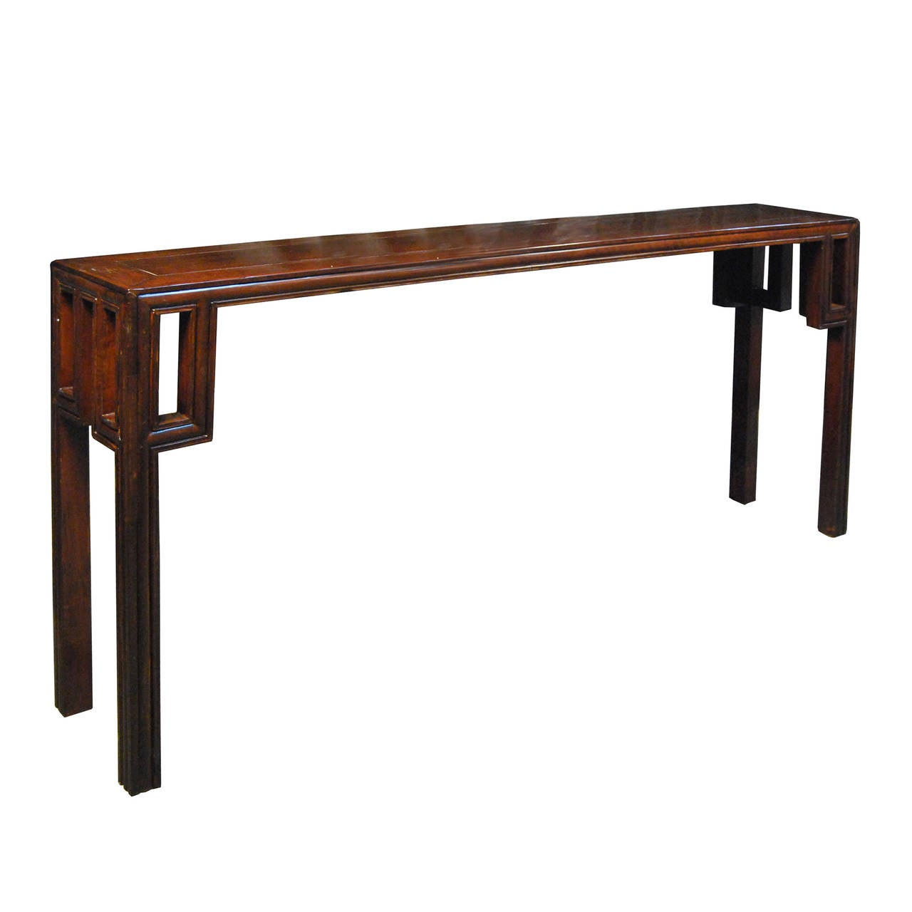 Qing 19th Century Chinese Long Altar Table with Square Spandrels