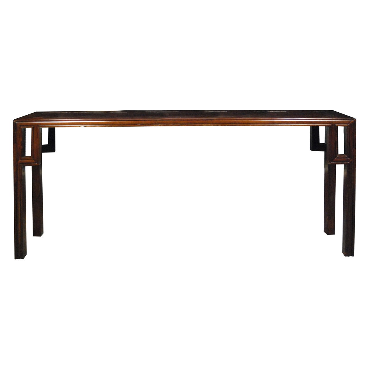 19th Century Chinese Long Altar Table with Square Spandrels