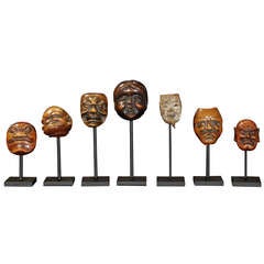 Seven Japanese Netsuke Masks