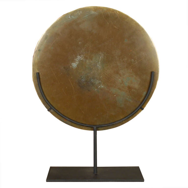 Early 20th Century Chinese Bronze Mirror on Stand In Excellent Condition In Chicago, IL