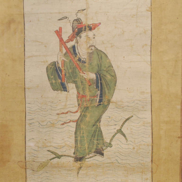 Chinese Set of Four Screen Paintings of Scholars