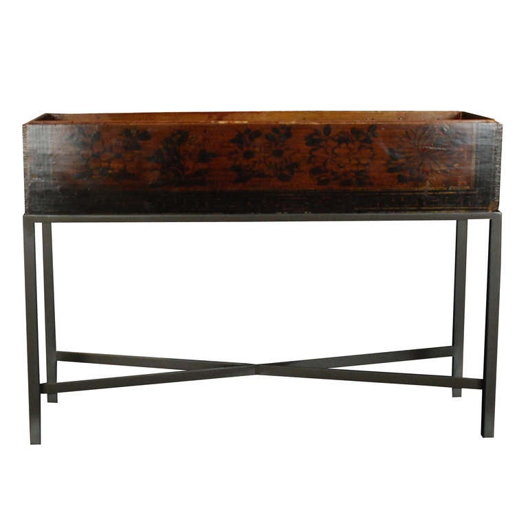 Early 20th Century Provincial Scroll Box on Stand