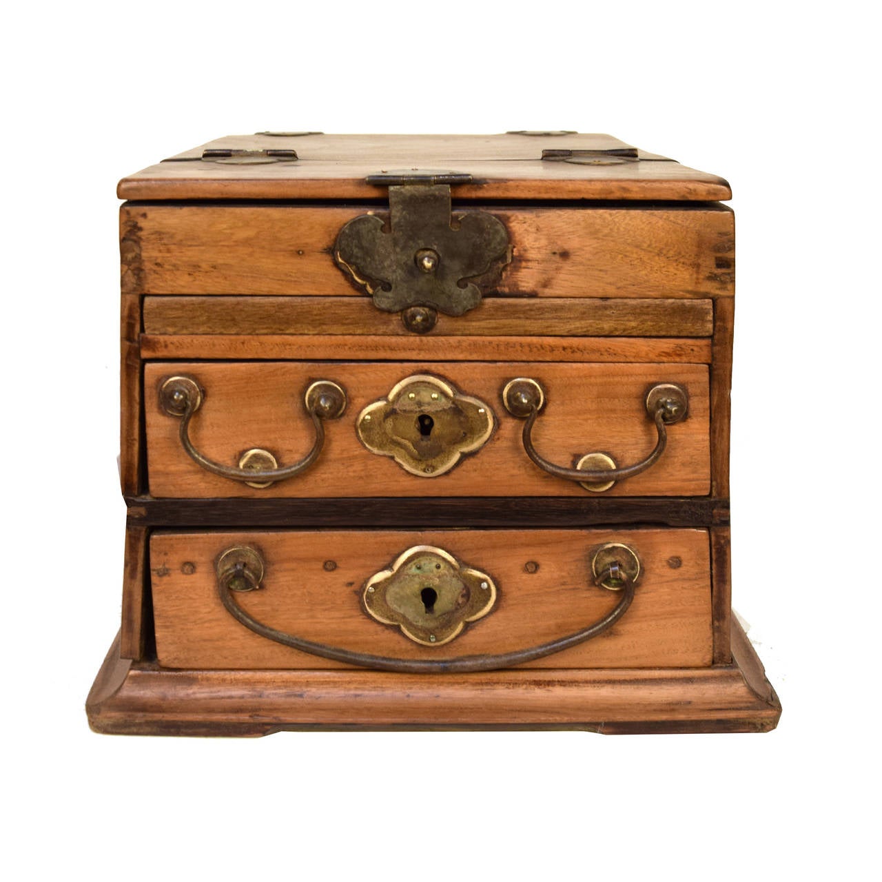 A c. 1900 vanity box from Jiangsu Province, China made of golden birch wood, which is an unusual wood respected for the way it glows. This box features two drawers and a mirror that folds out from the top.

9