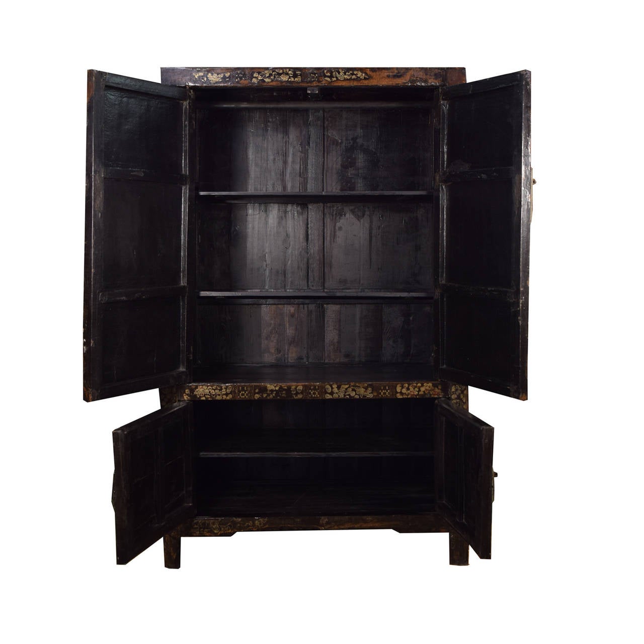 19th Century Chinese Shadow Black Lacquer Cabinet