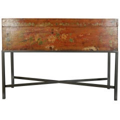 Early 20th Century Provincial Scroll Box on Stand