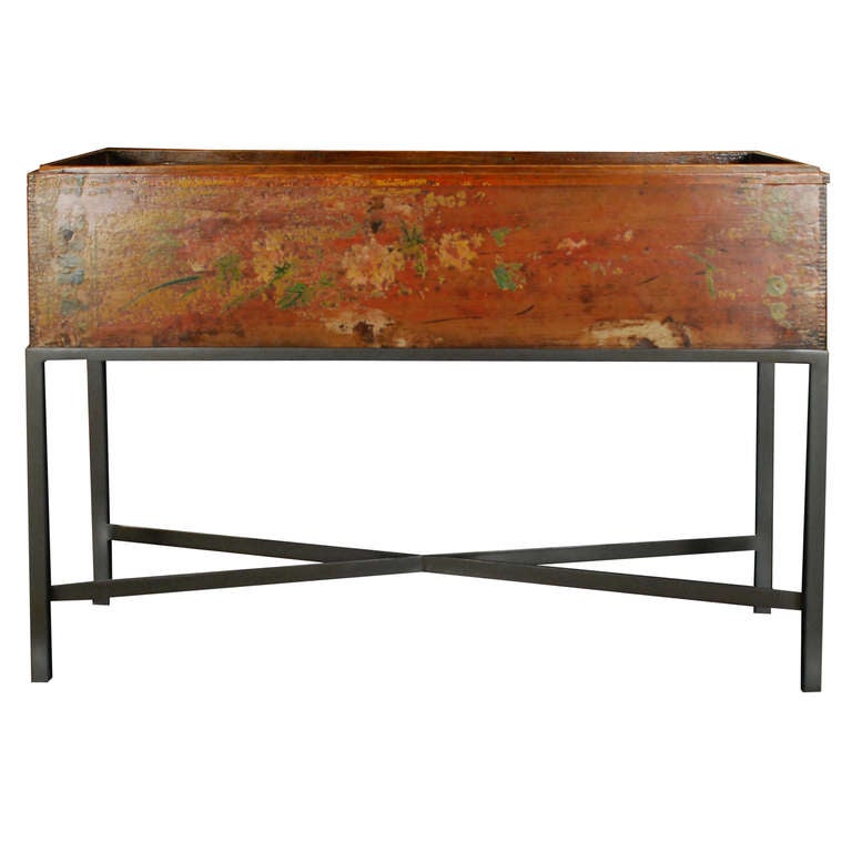 Early 20th Century Provincial Scroll Box on Stand