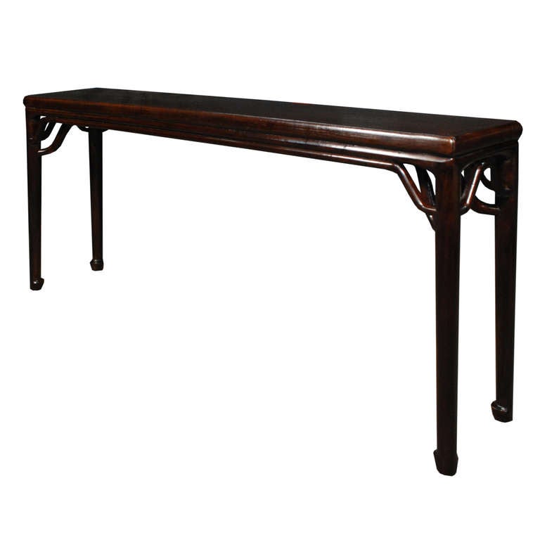 19th Century Chinese Shallow Round Leg Hoof Foot Altar Table