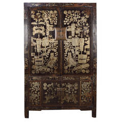 19th Century Chinese Shadow Black Lacquer Cabinet